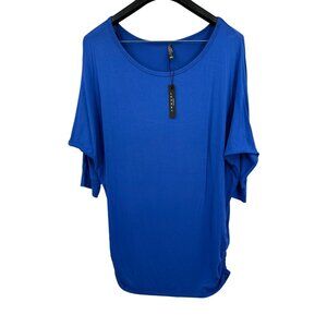 Johnny Women's Blue Tunic Top XXXL 3X Modal Jersey Doman Short Sleeve Casual NEW